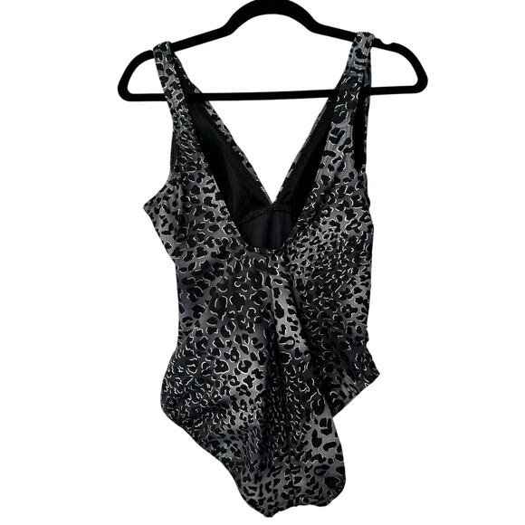 Miraclesuit Purr Fection Oceanus Gray Black Scoop Back One Piece Swimsuit 14 - Picture 7 of 7